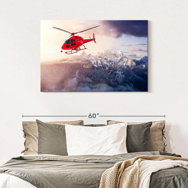 Mehar Flying Red Helicopter, 30" H x 45" W