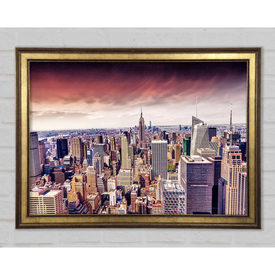 Pink Skies Over NYC - Einzelne Bilderrahmen Kunstdrucke