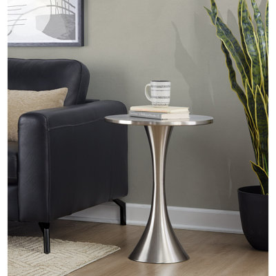 Table d'appoint en métal nickel brossé