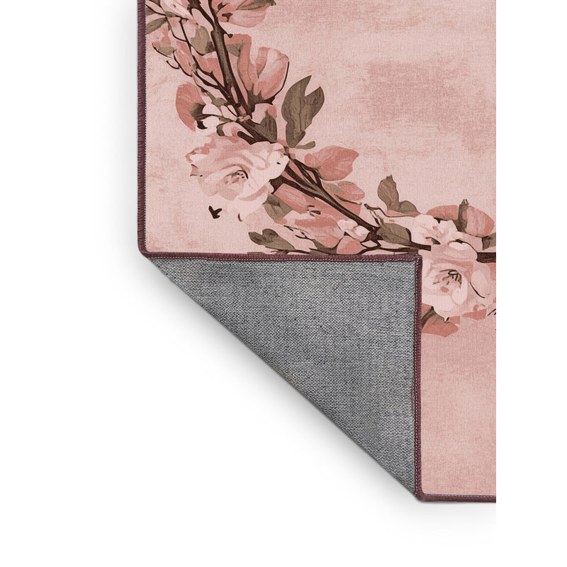 Machine Washable Norridge Easter Modern & Contemporary Abstract Rug in Pink – Rose Binding, 7x9