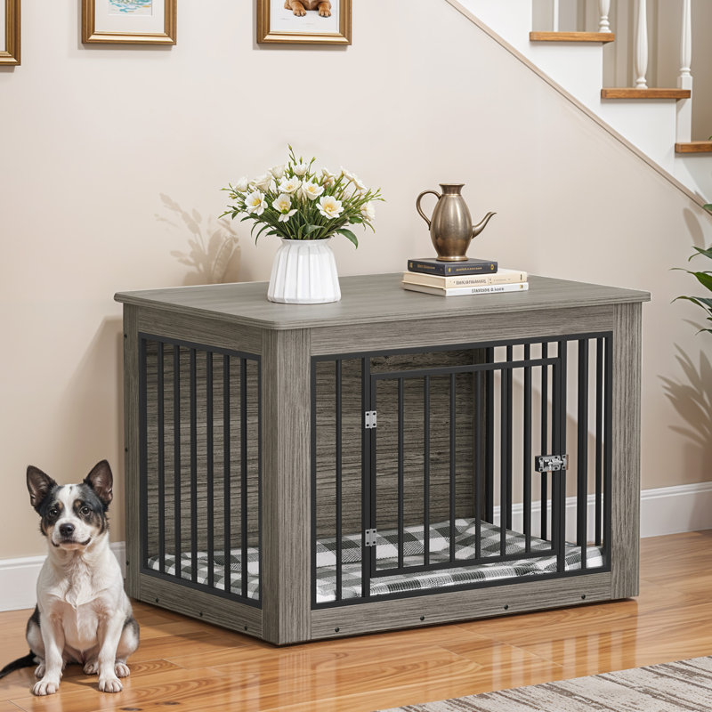 Caisse en bois pour chien, H 26,8 po x l 38,2 po x P 24 po, Gris