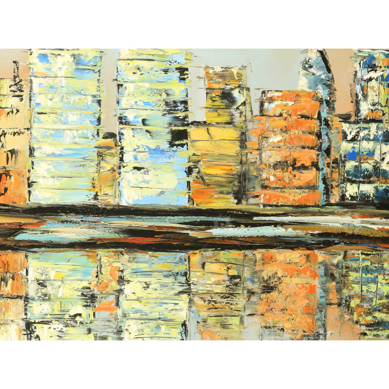 Housse de couette contemporaine bleue - Reflections of a Colorful City