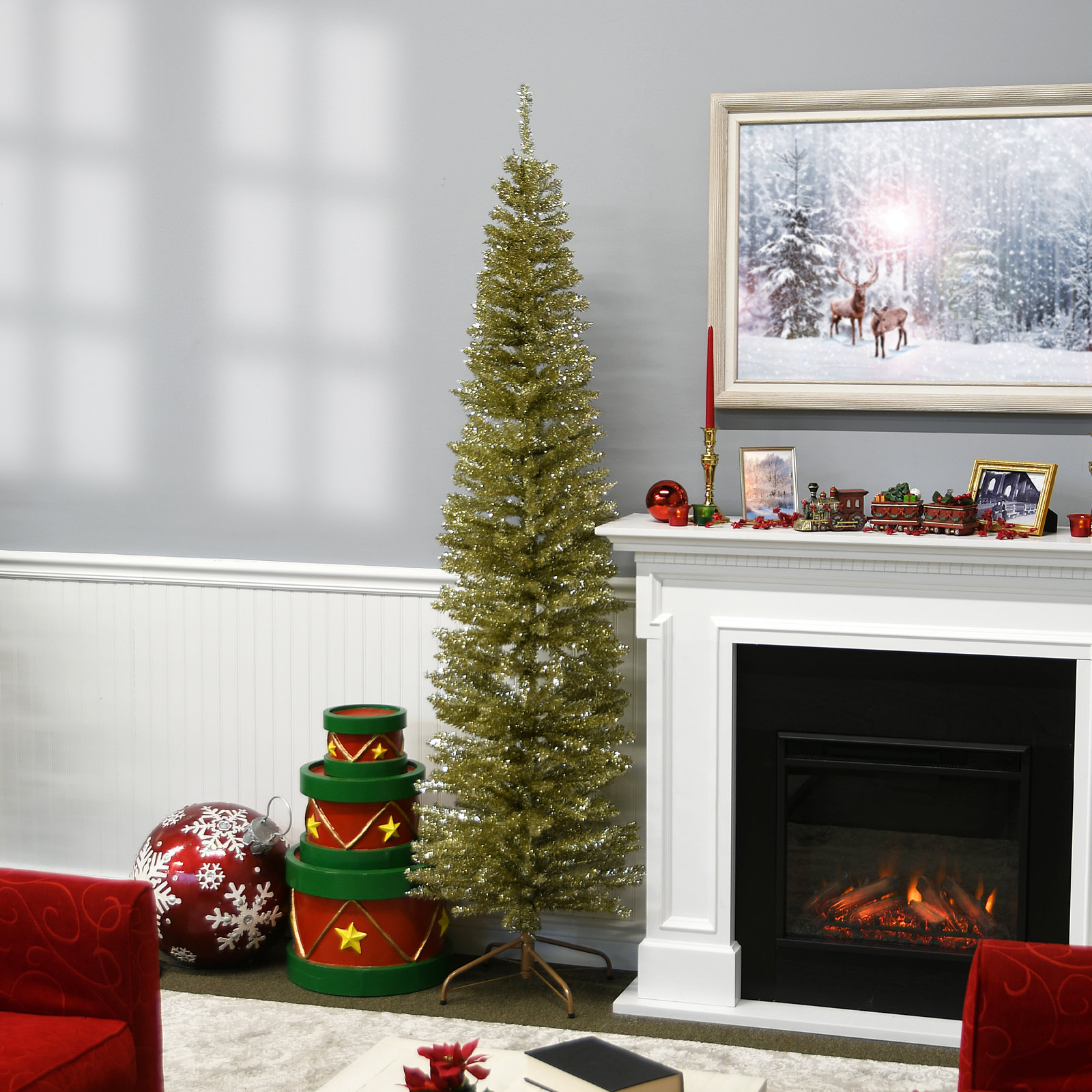 Tinsel Collection Pine Christmas Tree, 7' H