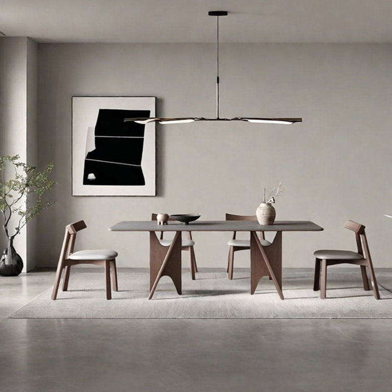 Creative simple sintered stone dining table set, 29.53"H x 70.87"L x 35.43"W