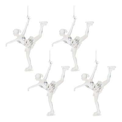 Clear Acrylic Ice Skater Ornament (Set of 4)