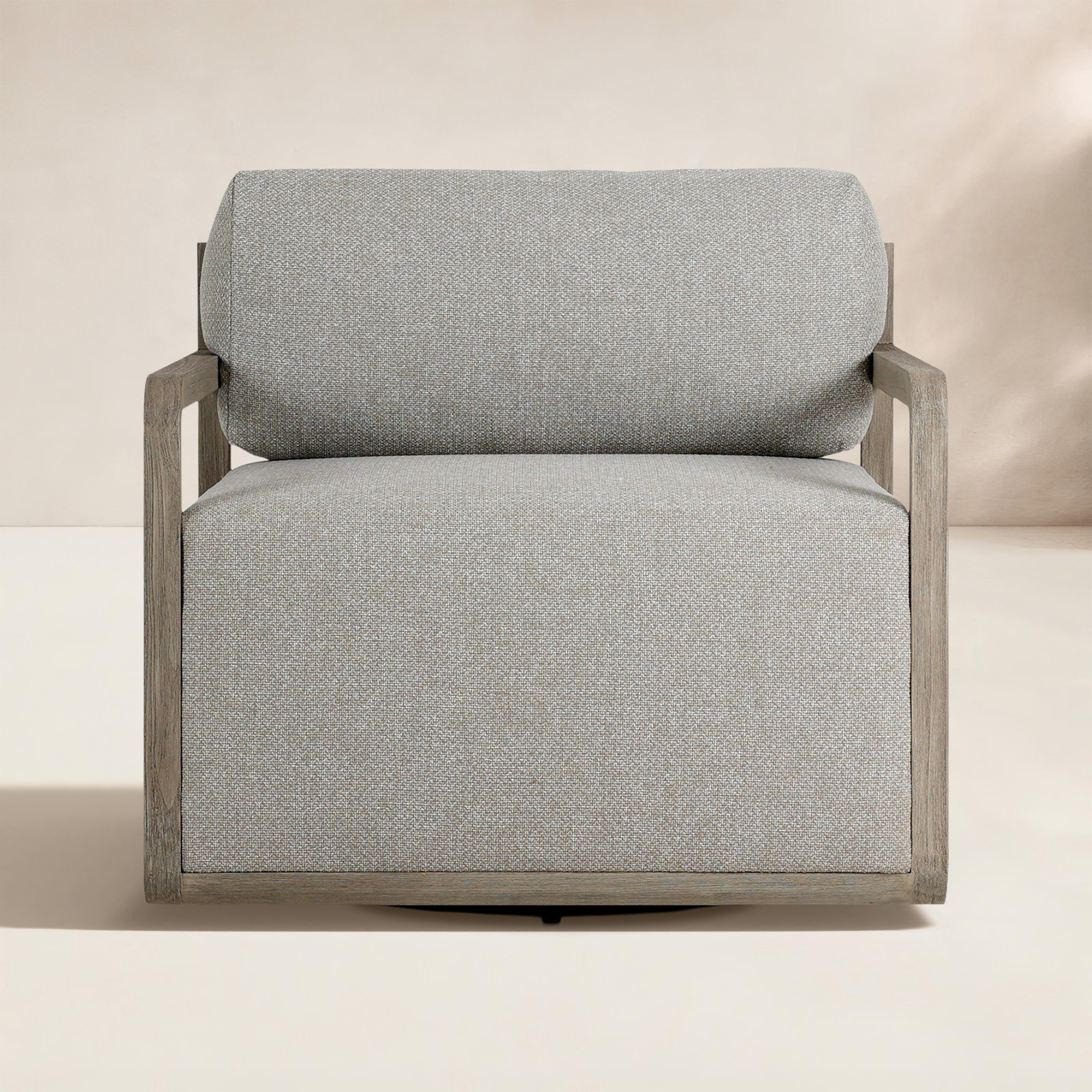 Navarre Swivel Teak Outdoor Lounge Chair, Hayes Fog