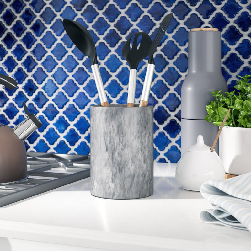 Hadley Marble Round Utensil Crock