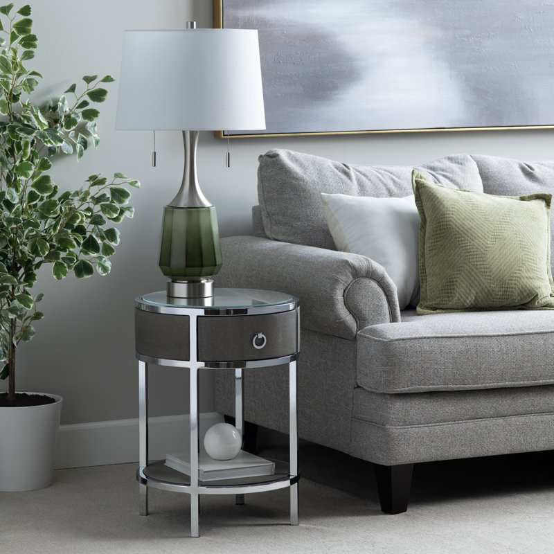 29.5" Metal Table Lamp With White Shade