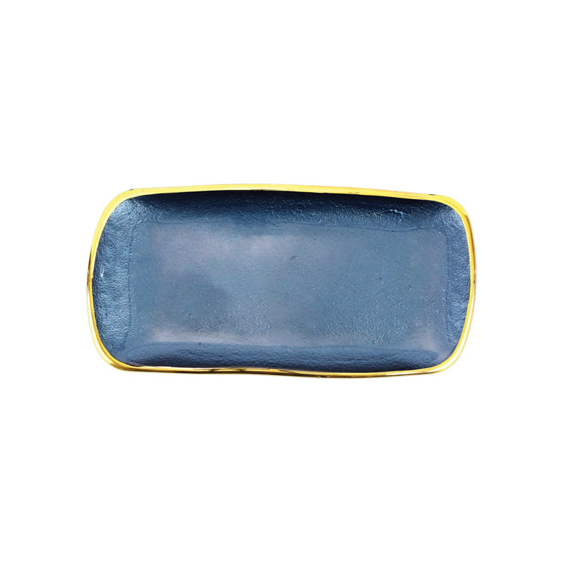 Plateau rectangulaire en verre métallique, Saphir