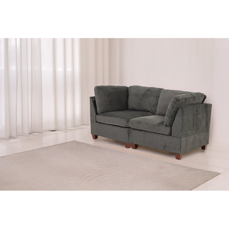 Canapé d'angle, Gris chenille, H 35 po x l 64 po x P 32 po