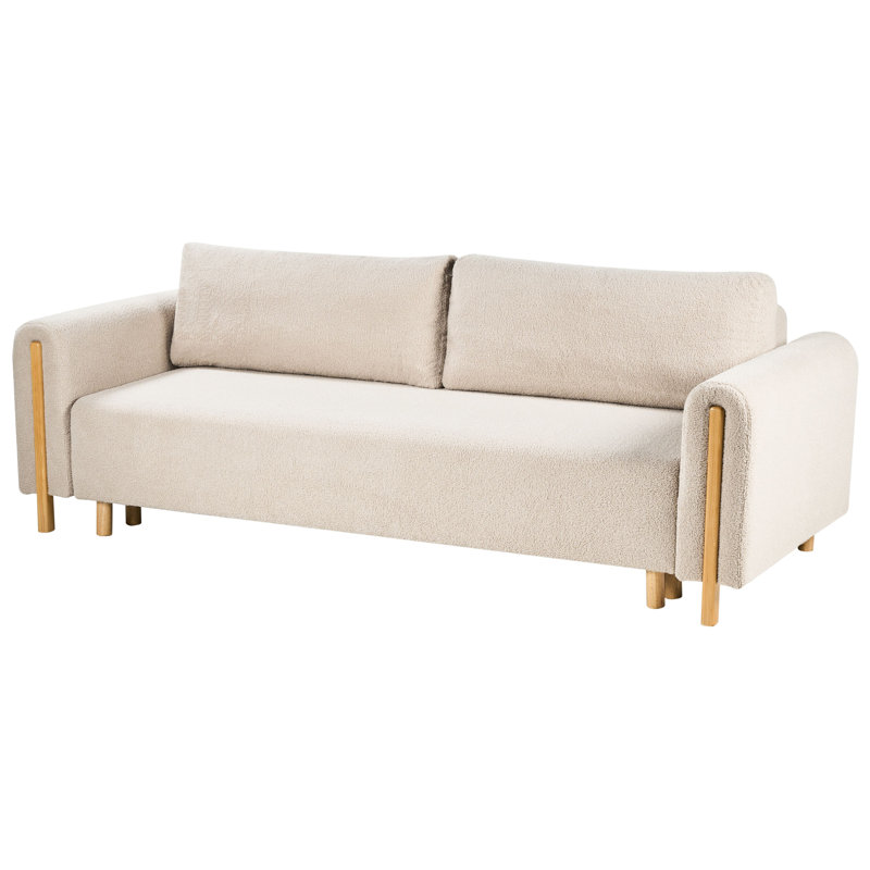 3 Seater Sofa Bed, Beige Boucle