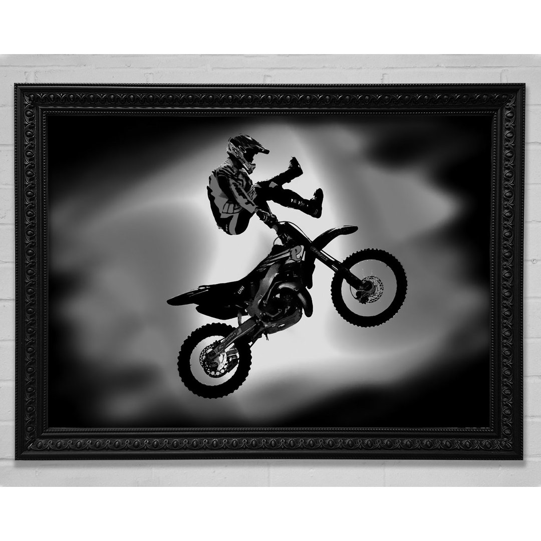 Free Style Motorcross B N W - Einzelner Bilderrahmen Druck