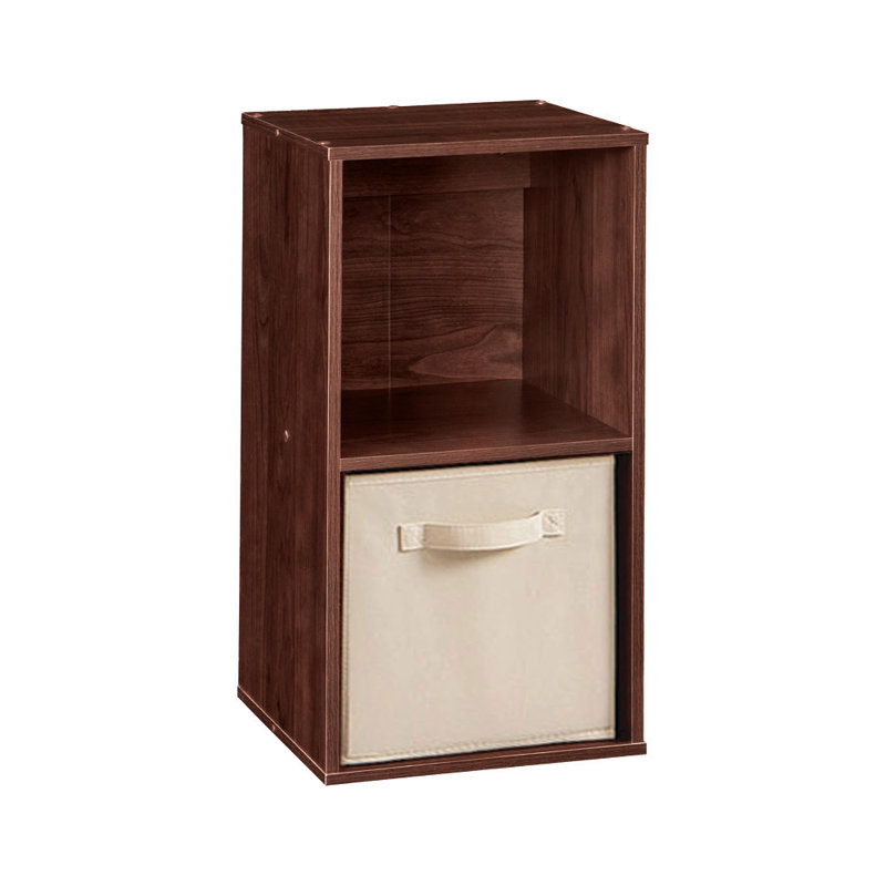 Dark Cherry 24.6" Laminated Wood 2-Cube Bookcase Organizer