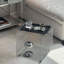 Metal Modern Square End Table, Retro Record Stand Magazine Rack Side Table. Suitable for Living Room, Bedroom and Study.Silver-882975786-892337483
