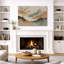 «Neutral Earth Tone Abstract Landscape Bamboo Artwork», photos de salon, impression sur toile encadrée-126545771-126545768