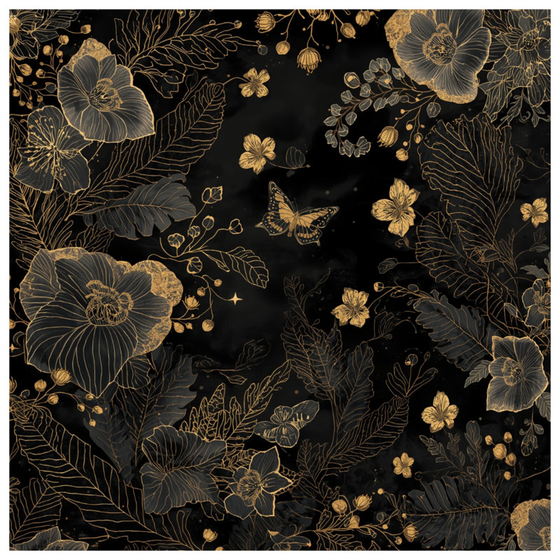 Rideaux de fenêtre à motif floral doré, voilages et voilages à motif papillon - 1 panneau, 50 po x 80 po - 1 panneau, Blocage