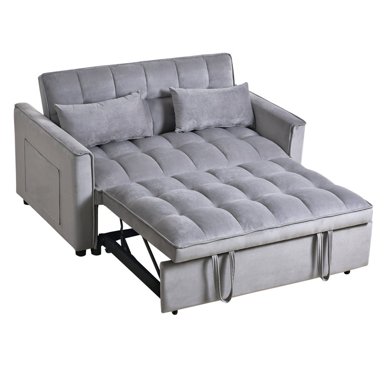 Lit en velours gris, réglable à 3 niveaux, avec poches de rangement dans 1 canapé pour appartement,