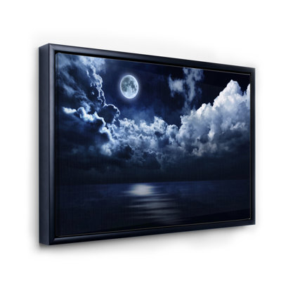 " Full Moon In Cloudy Night Sky "