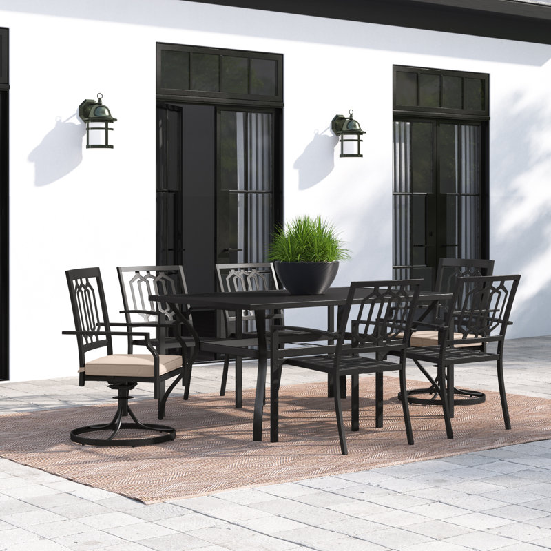 Leonard 6 - Person Patio Dining Set with Rectangular Table , Cushions Included