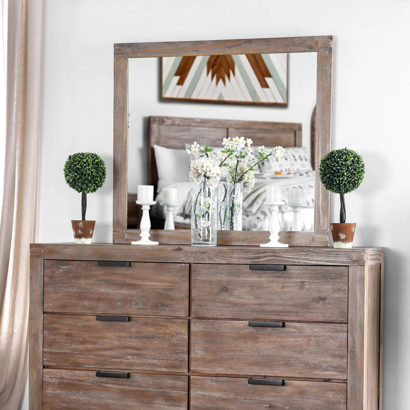 Miroir rustique l 42,7 po, chêne clair vieilli