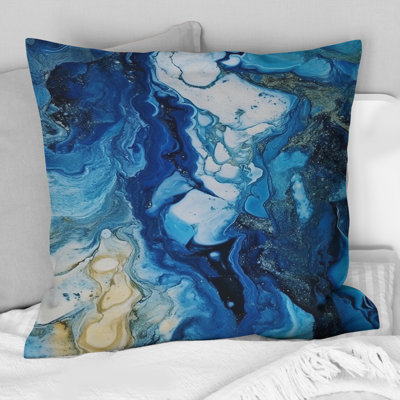 Blue Grey Ethereal Elixir II - Abstract Printed Throw Pillow