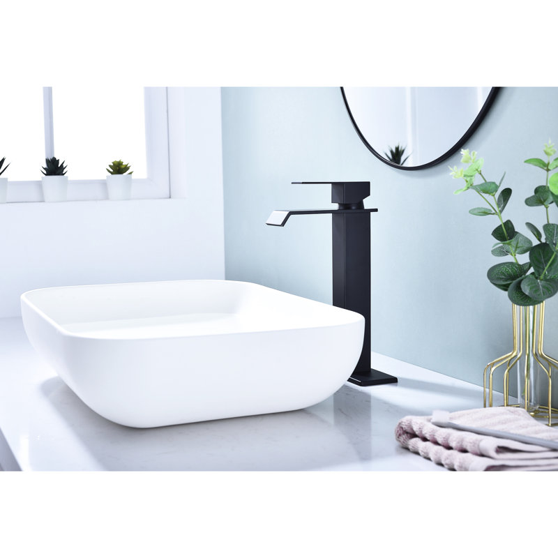 Waterfall Spout Bathroom Sink Faucet With Pop-Up Drain, Matte Black Surface And Stainless Steel Core For A Flow Design Chic Fixture