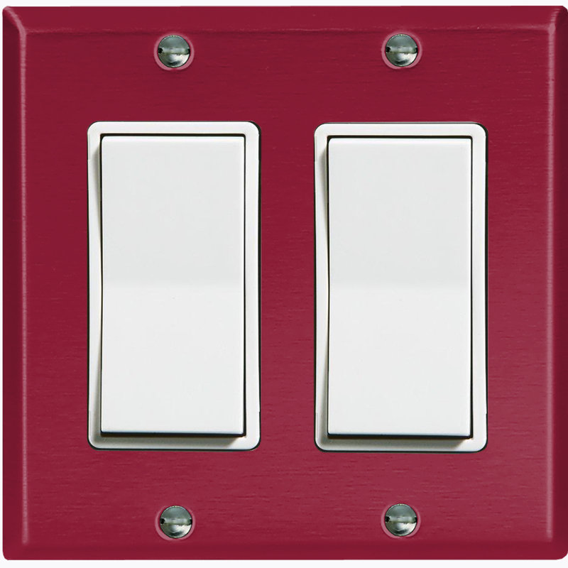 Plain Dark Red 2 - Gang Toggle Light Switch Standard Wall Plate