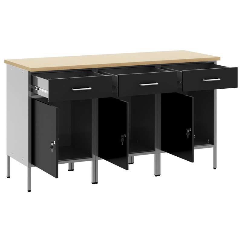 Work Cabinet with Drawer, Black