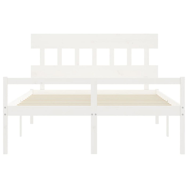 Bed Frame with Headboard, White, European Kingsize (160 x 200cm)