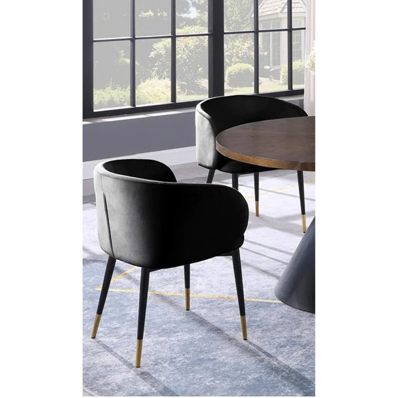  Joelan 18" H Velvet Upholstered Side Chair , Black