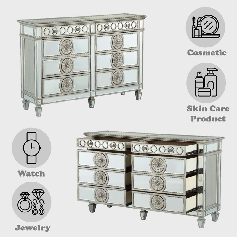 Commode 8 tiroirs Varian, miroir