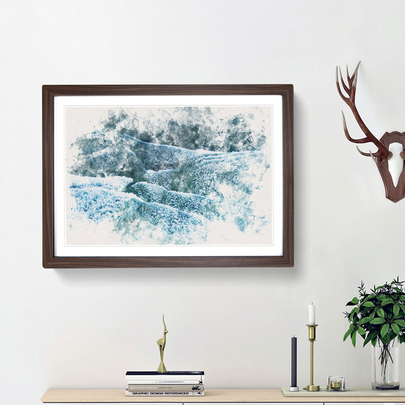 San Francisco Beach - Picture Frame Painting Print, 33cm H x 45cm W x 2cm D, Walnut Framed Framed