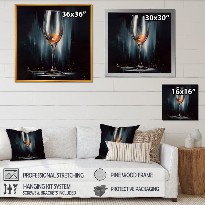 Glam Chcamagne Cascades, reproduction d'art sur toile, H 30 po x l 30 po x P 1 po, Cadre flottant noir