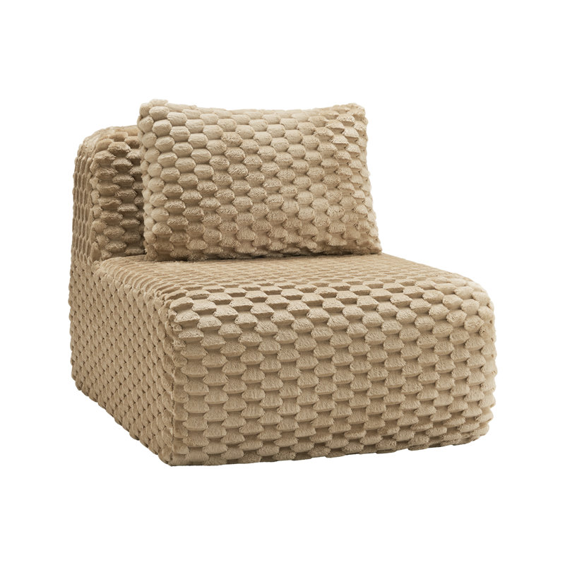 Canapé sans accoudoirs avec coussin en flanelle de couleur chameau clair