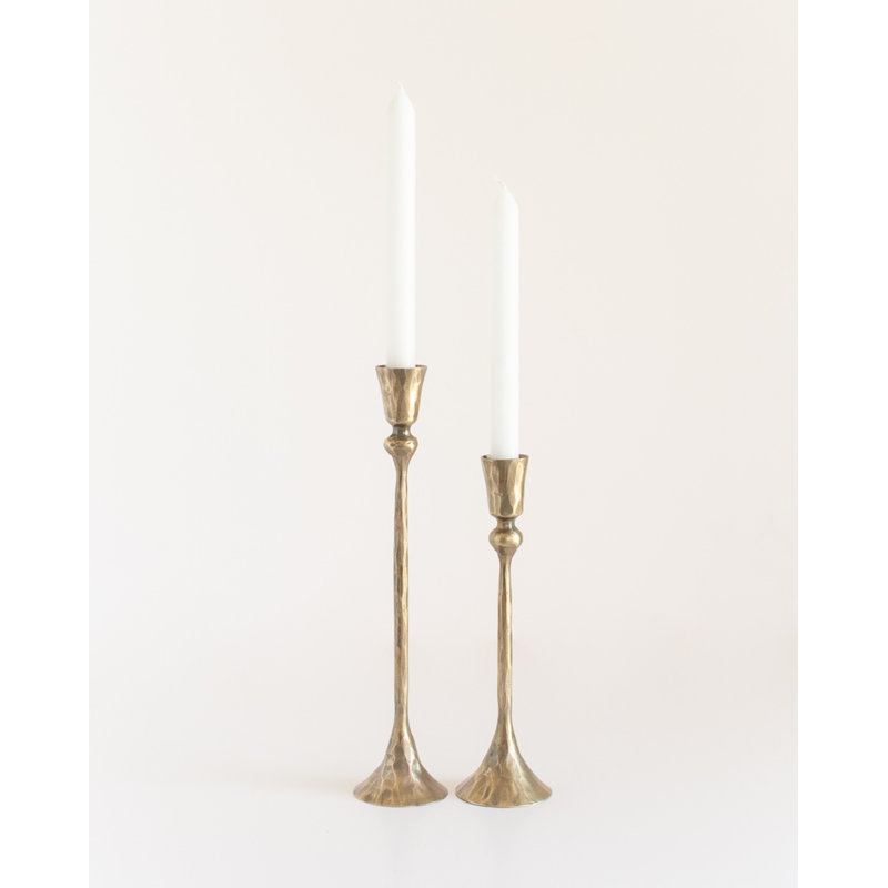 Phoenix Candlesticks Set of 2 - Brass Finish, Gold