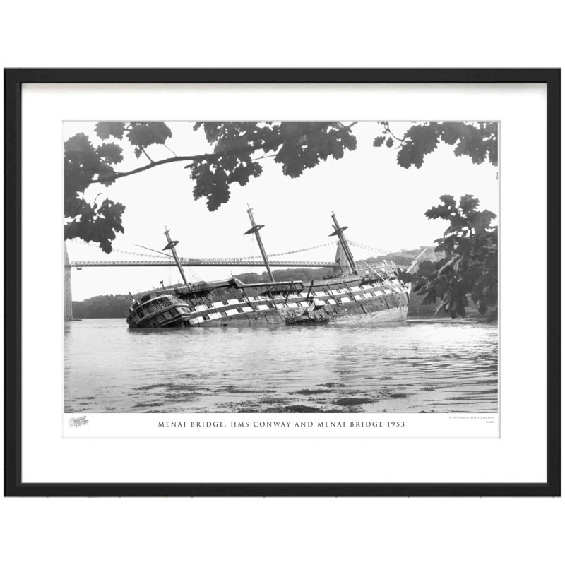 Menai Bridge, HMS Conway And Menai Bridge 1953 by Francis Frith - Single Picture Frame Print, 40cm H x 50cm W x 2.3cm D