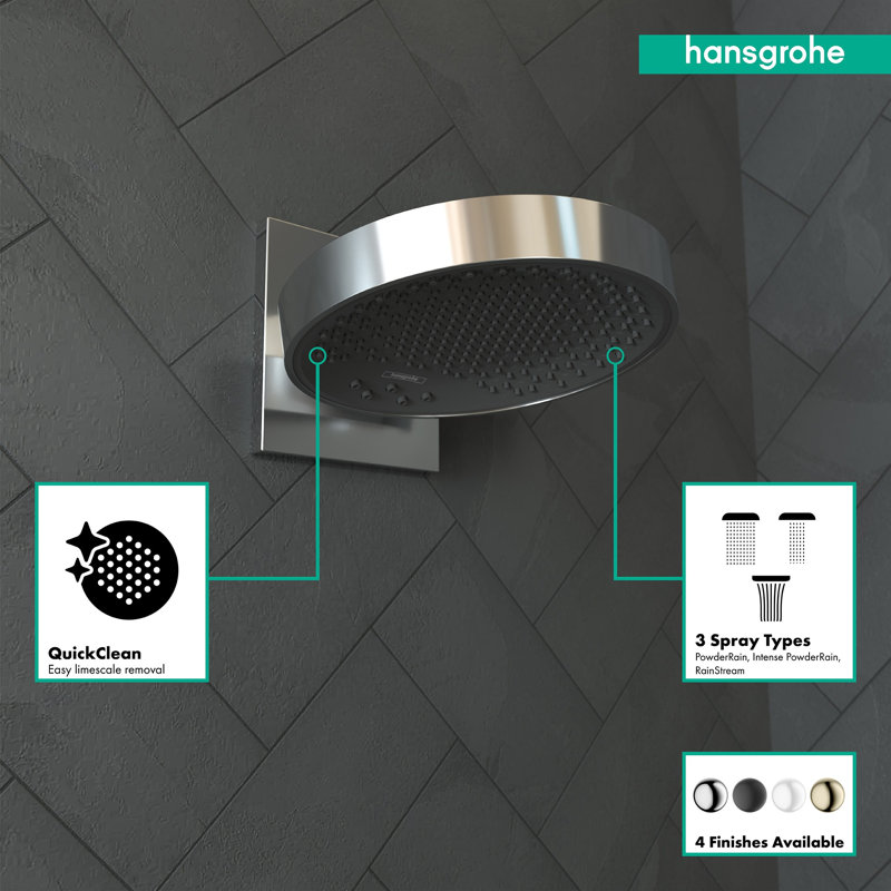 Hansgrohe Rainfinity Shower Head 250 with Wall Connector Trim, Chrome, 1.75 GPM