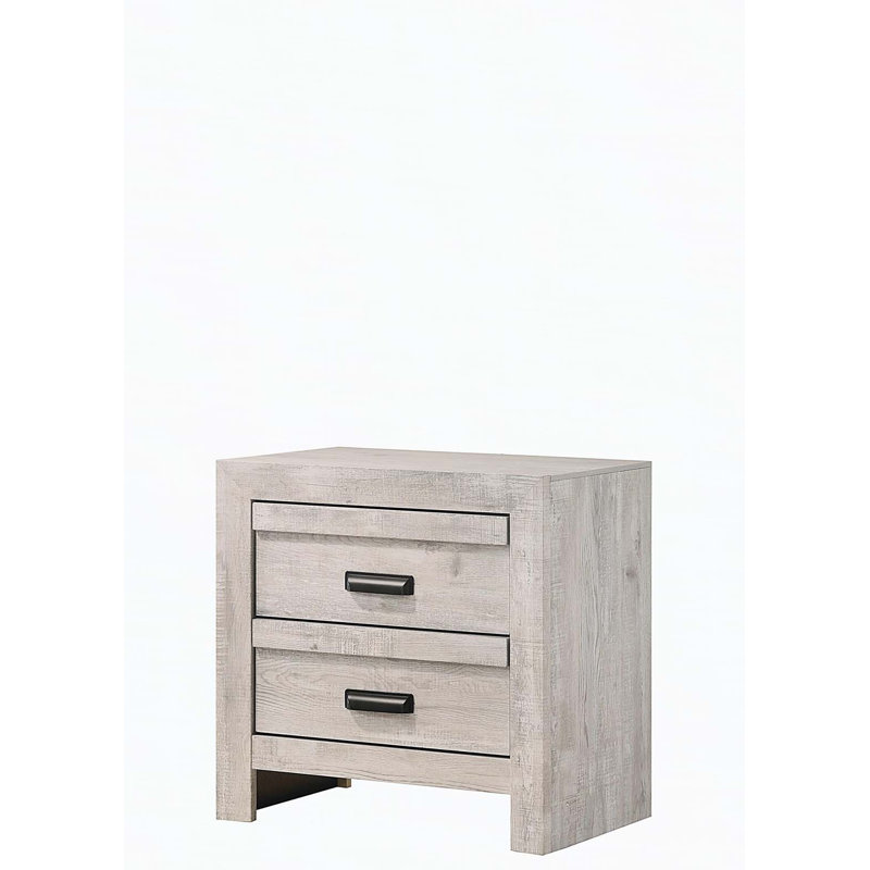 Table de bout de table de chevet 1pc avec deux tiroirs de rangement, Beige / gris / blanc