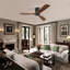 Ventilateur de plafond à profil bas en métal et bois noir avec télécommande pour maison de campagne et salon de style rétro