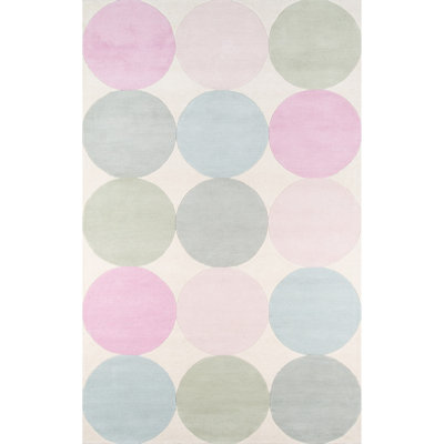 Tapis pastel / rose / sauge en laine touffeté à la main Delmar