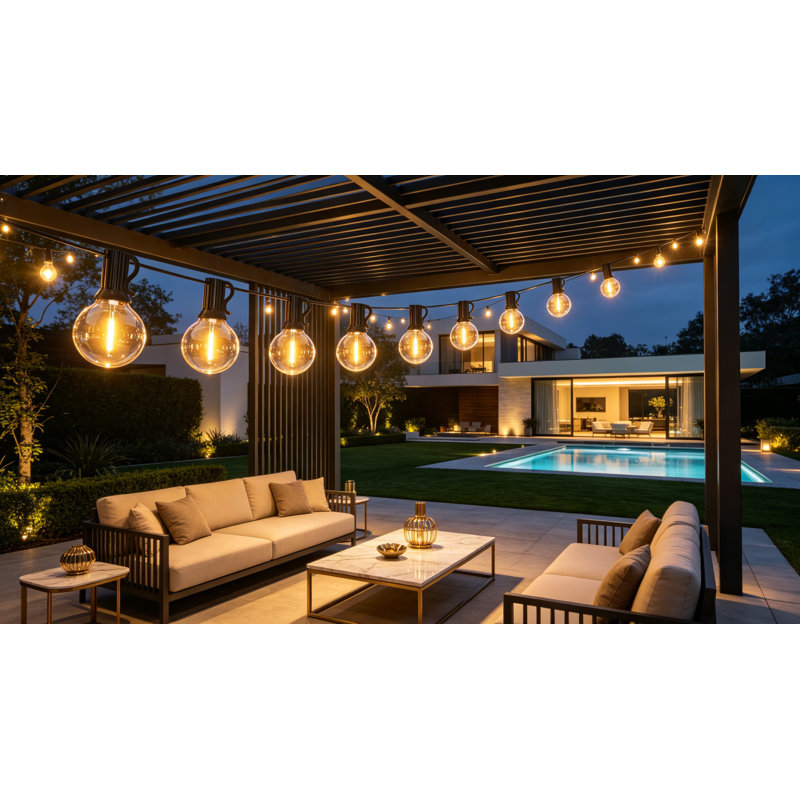 25FT G40 LED String Lights, Dimmable Waterproof, Connectable For Patio