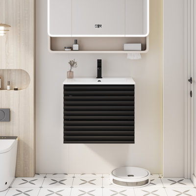 Meuble-lavabo simple Sharee avec comptoir d'évier, robinet et drain en alliage de zinc, certificat EPA