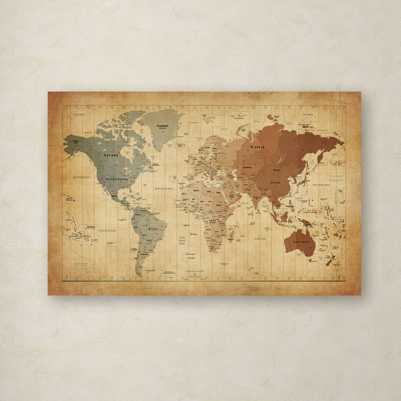 «Time Zone Map of the World», impression, H 22 po x l 32 po x P 2 po, Toile tendue