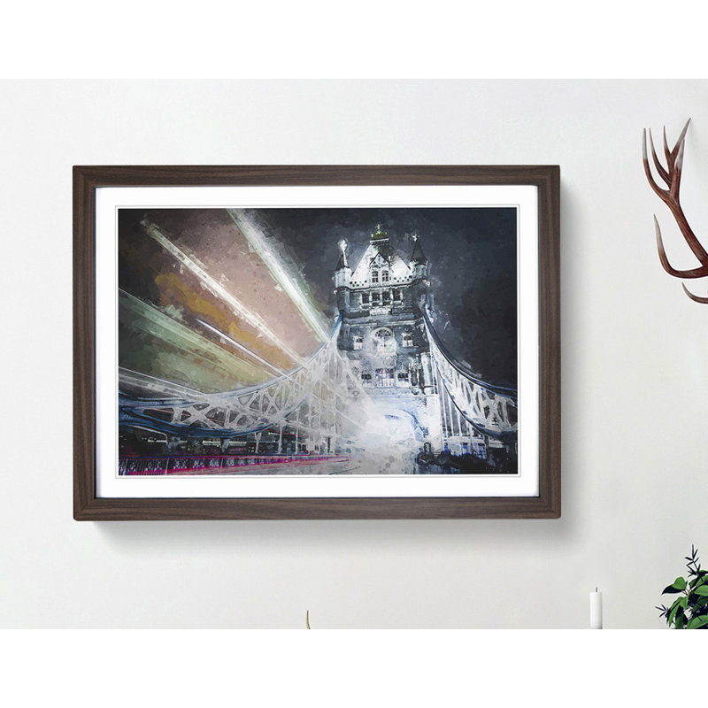 The Tower Bridge in London England in Abstract - Framed Print, Walnut, 35cm H x 50cm W x 2cm D