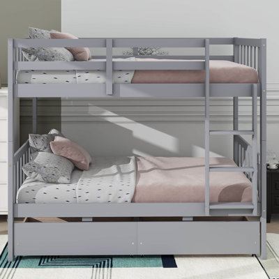 Twin-Over-Twin Bunk Bed With 2 Drawers Versatile Convertible Design
