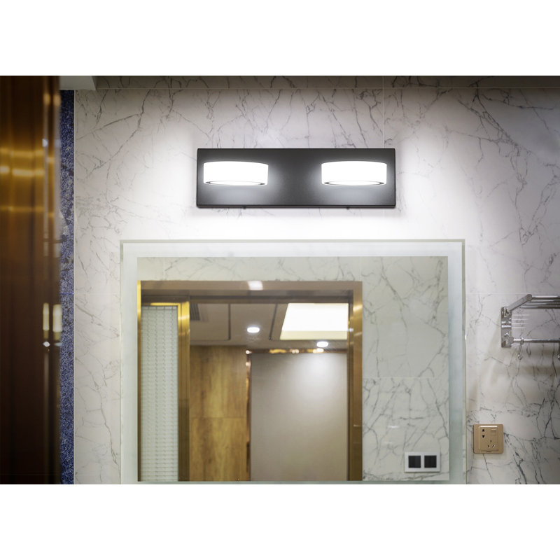 9550+9551 2 - Light Dimmable LED Vanity Light, Matte Black
