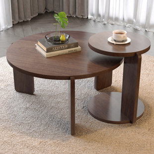 2P Nesting Coffee/End Table Set - Walnut Veneer, PU Paint - Walnut