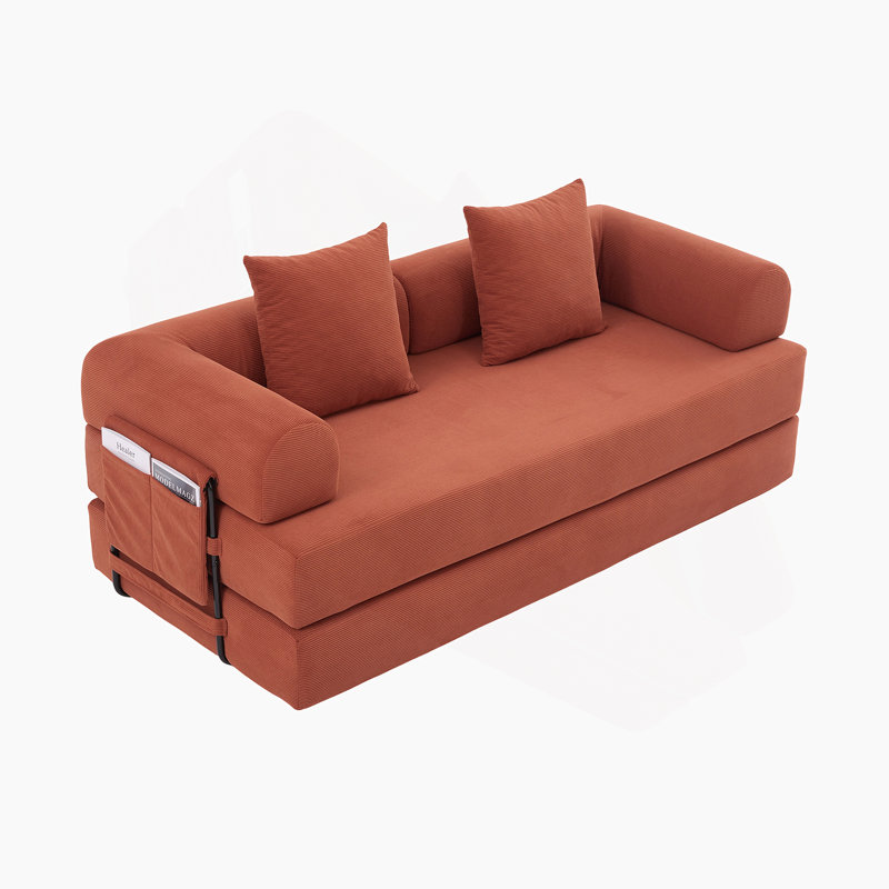 Boneless Foldable And Compressible Sofa With Sturdy Metal Frame, Ideal For Customizable Leisure Areas In Small Spaces, Orange