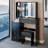 Vanity Table with Sliding LED Mirror, Power Outlet, and Stool-471862091