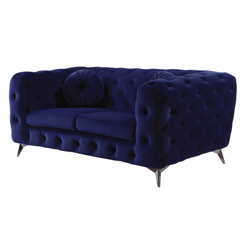 Causeuse en velours bleu Atronia